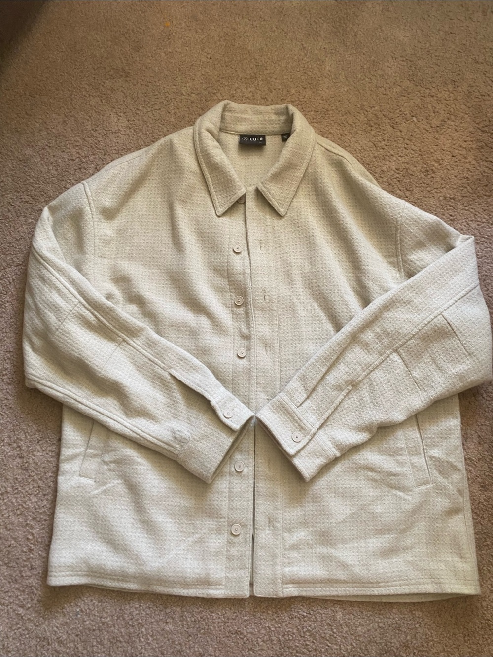 Cuts Clothing Lodge Shacket Men XL Oatmeal Sandstone Wool Blend Overshirt